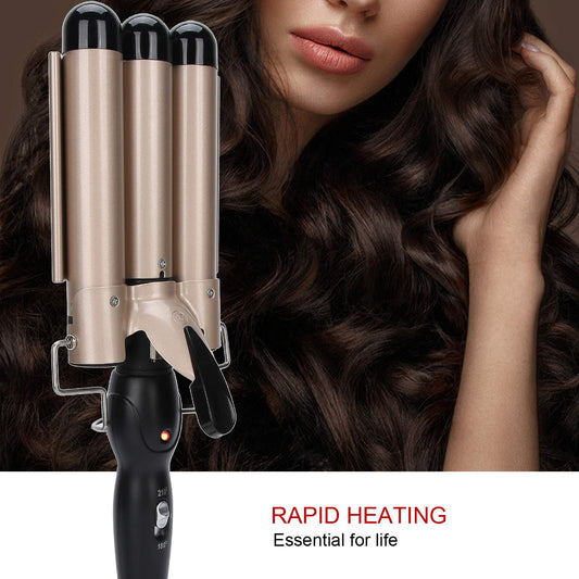 Hair Curler with Three Barrels